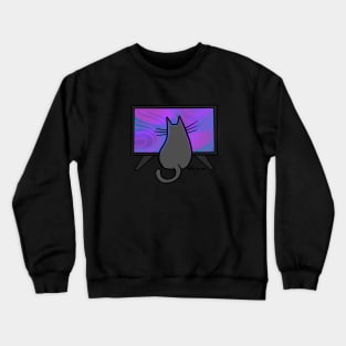 Cat watching TV Crewneck Sweatshirt